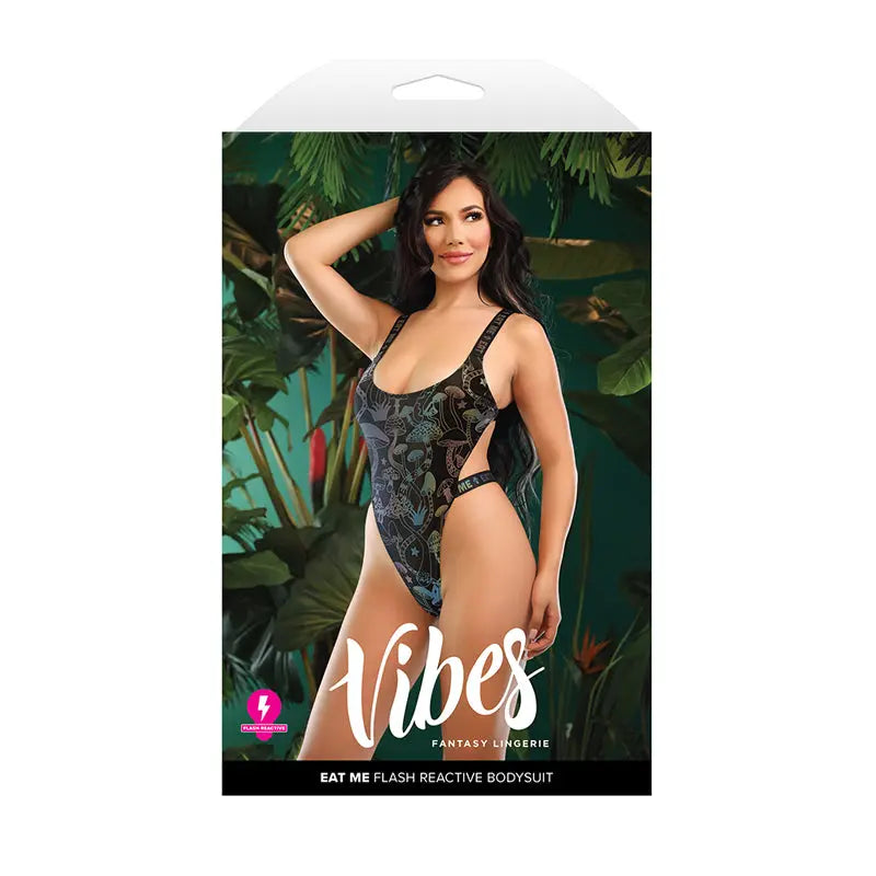 Lingerie - Baby dolls Chemises etc Fantasy Lingerie Vibes Eat Me Flash Reactive Mushroom-Print Bodysuit M/L