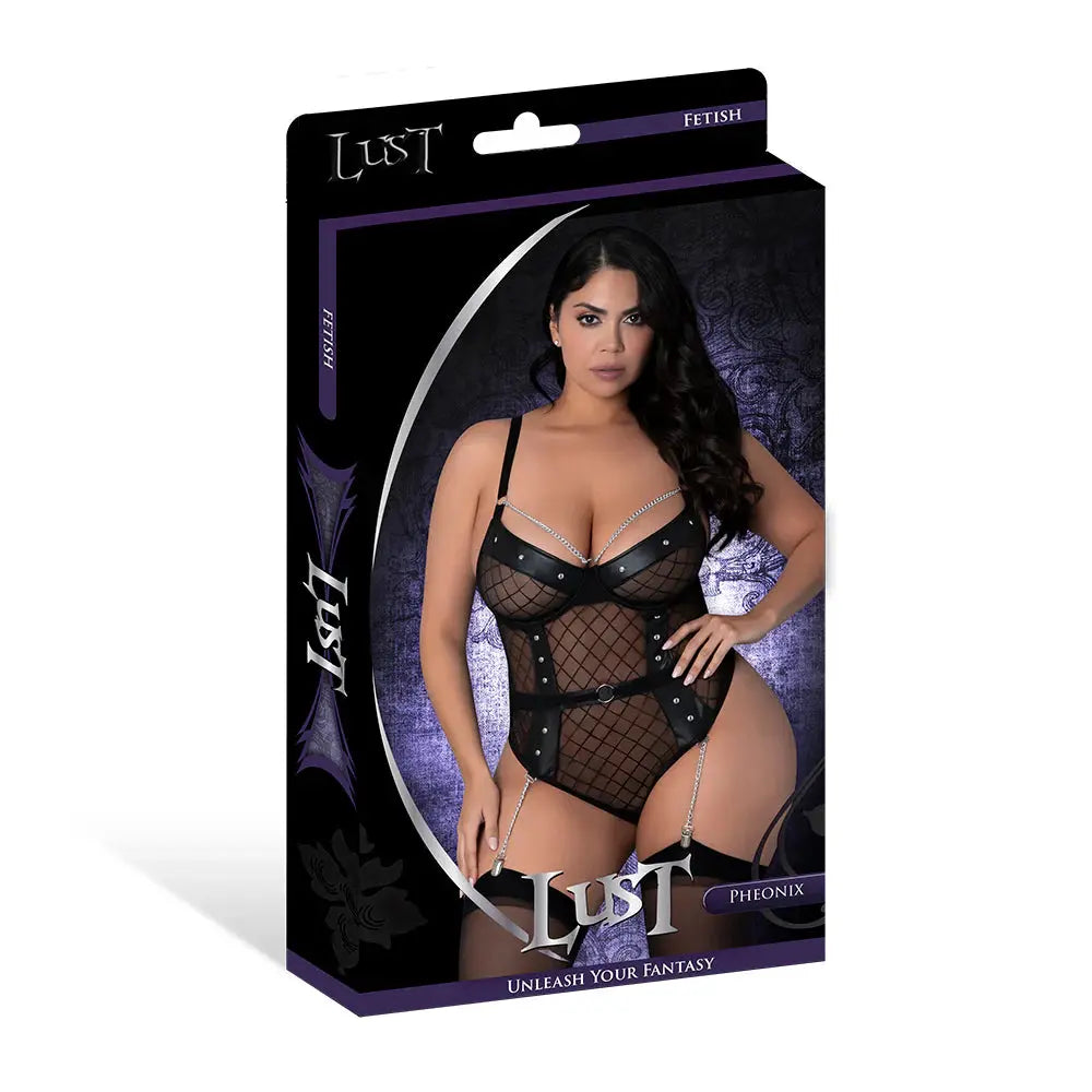 Lingerie - Fetish Wear Lust Fetish Double Crossed Phoenix Black Queen Size