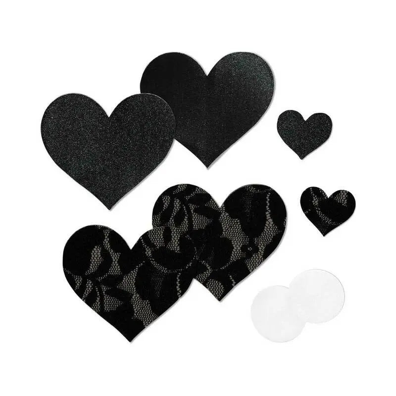 Lingerie - Pasties and Tassels Nippies Basic Black Hearts Pasties Size C