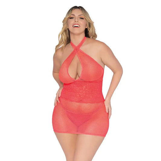 Lingerie - Baby dolls Chemises etc Dreamgirl Chemise & G-String Coral Queen Size