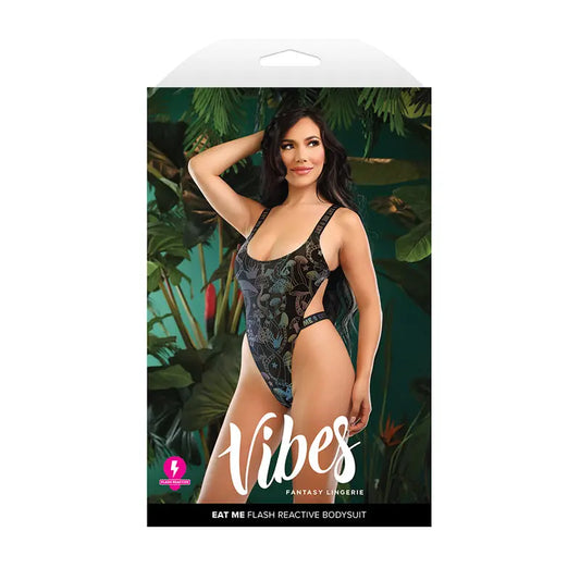Lingerie - Baby dolls Chemises etc Fantasy Lingerie Vibes Eat Me Flash Reactive Mushroom-Print Bodysuit M/L