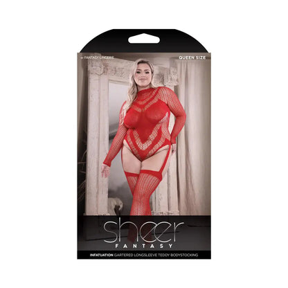 Lingerie - Baby dolls Chemises etc Infatuation Open Back Longsleeve Teddy Bodystocking Red Queen Size