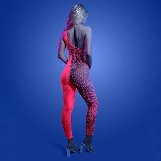 Lingerie - Body Stockings Fantasy Lingerie Glow Hyperdrive UV Reactive Rhinestone Bodystocking O/S