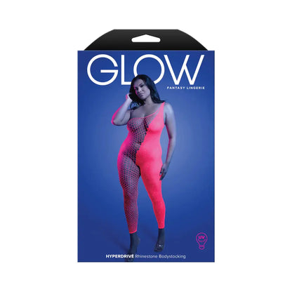 Lingerie - Body Stockings Fantasy Lingerie Glow Hyperdrive UV Reactive Rhinestone Bodystocking Queen Size