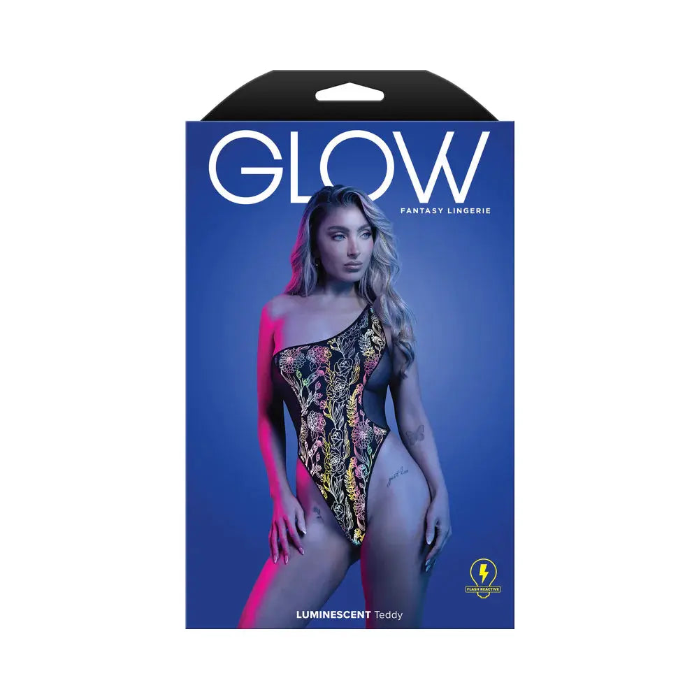 Lingerie - Body Stockings Glow Luminescent Floral Print One-Shoulder Teddy M/L