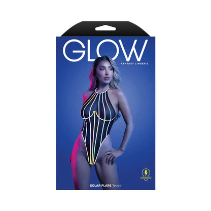 Lingerie - Body Stockings Glow Solar Flare Halter Tie Teddy with Underwire L/XL