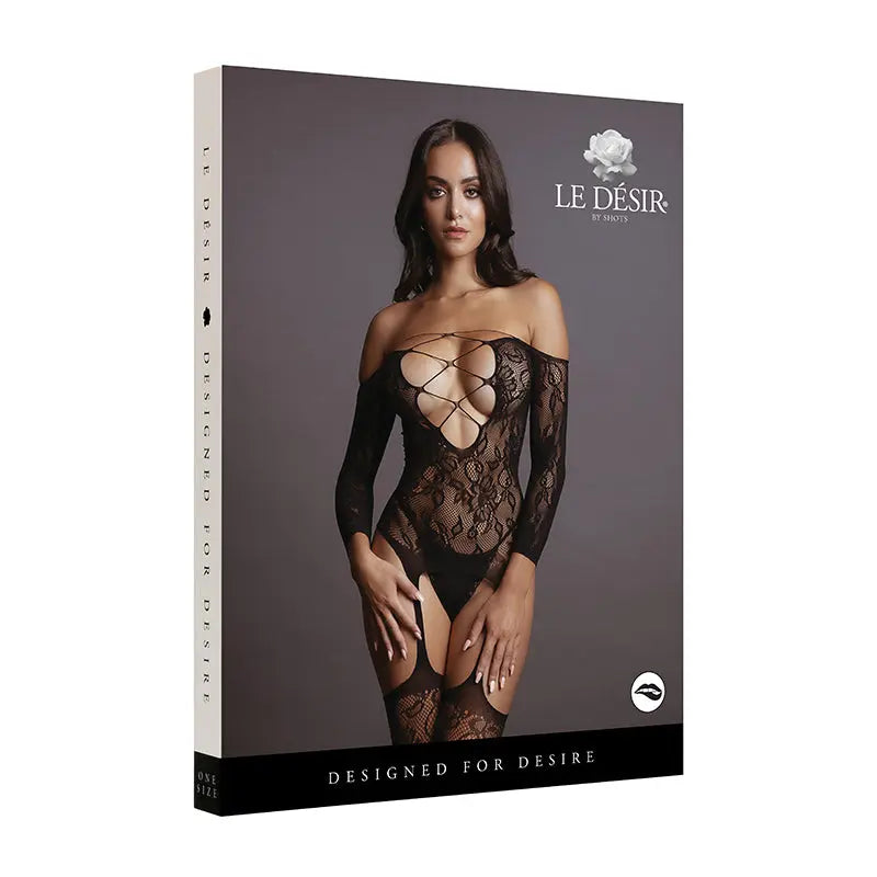 Lingerie - Body Stockings Le Desir Deep-V Criss-Cross Bodystocking Black O/S