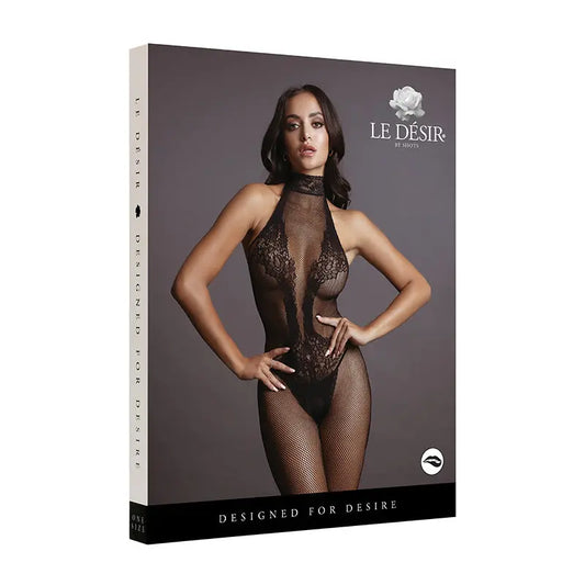 Lingerie - Body Stockings Le Desir Fishnet & Lace High-Neck Bodystocking Black O/S