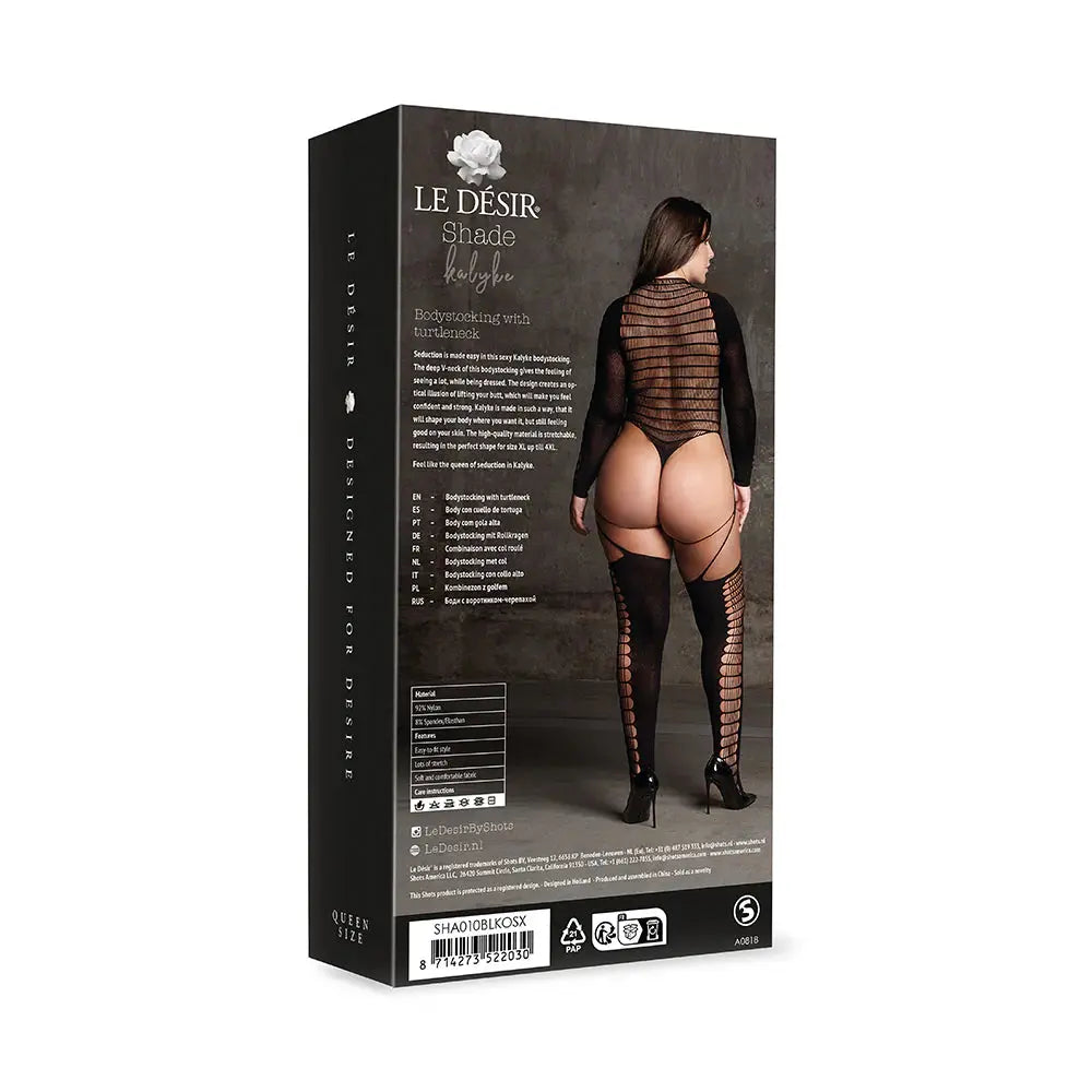 Lingerie - Body Stockings Le Desir Shade Kalyke XXIII Bodystocking with Turtleneck Black Queen Size