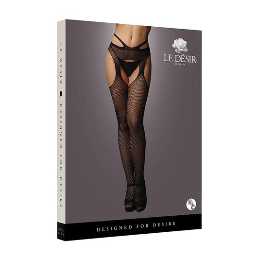 Lingerie - Body Stockings Le Desir Suspender Pantyhose With Strappy Waist Black O/S