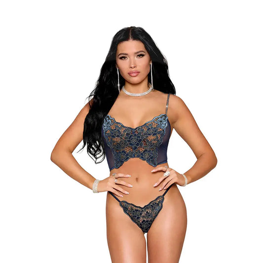 Lingerie - Bra and Panty sets Dreamgirl Lace Bustier and G-String Twilight XL