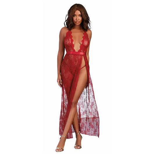 Lingerie - Bra and Panty sets Dreamgirl Lace Gown & G-String Garnet XL Hanging