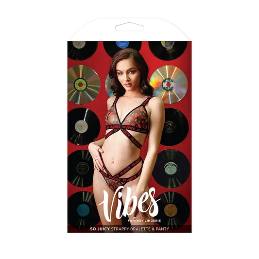 Lingerie - Bra and Panty sets Fantasy Lingerie Vibes So Juicy Strappy Bralette & Panty Black M/L