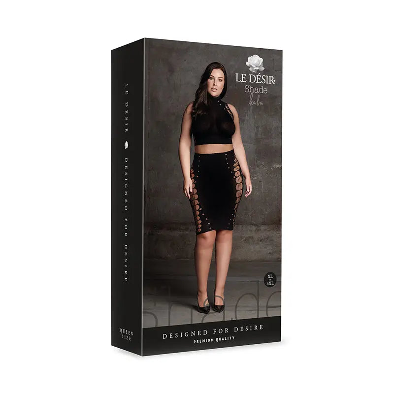 Lingerie - Bra and Panty sets Le Desir Shade Kala XXXVII 2-Piece with Turtleneck, Crop Top & Skirt Black Queen Size