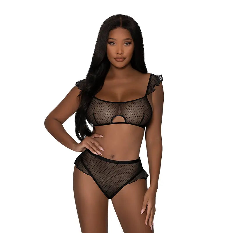 Lingerie - Bra and Panty sets Magic Silk Girl Next Door Bralette & Panty Black L/XL
