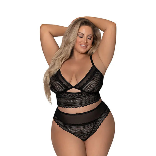 Lingerie - Bra and Panty sets Magic Silk Modern Romance Bralette & Hipster Black Queen Size