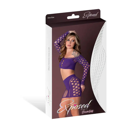 Lingerie - Bra and Panty sets Magic Silk Seamless Crop Top & Short Set Purple O/S