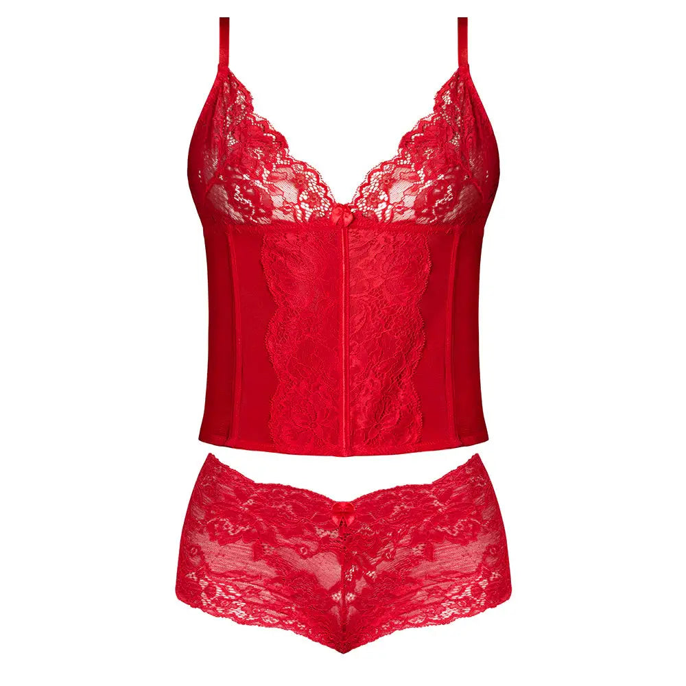 Lingerie - Corsets Red Petite Lingerie Plunge Bustier & Boy Short Set Red S/M
