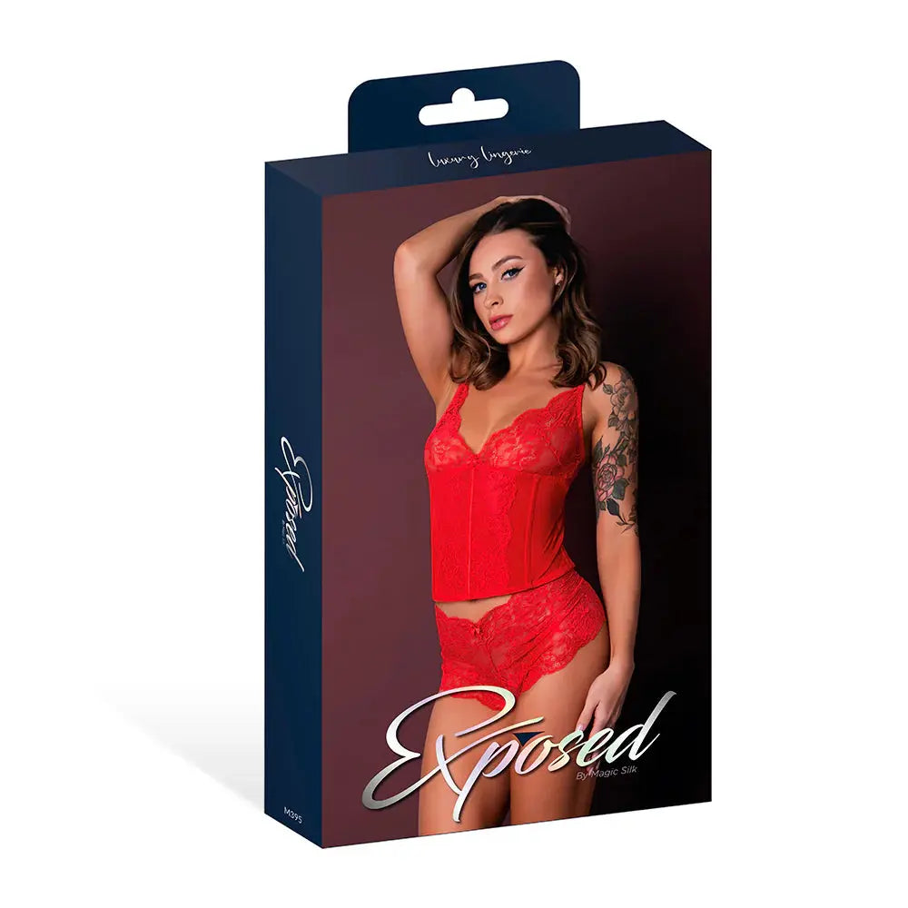 Lingerie - Corsets Red Petite Lingerie Plunge Bustier & Boy Short Set Red S/M