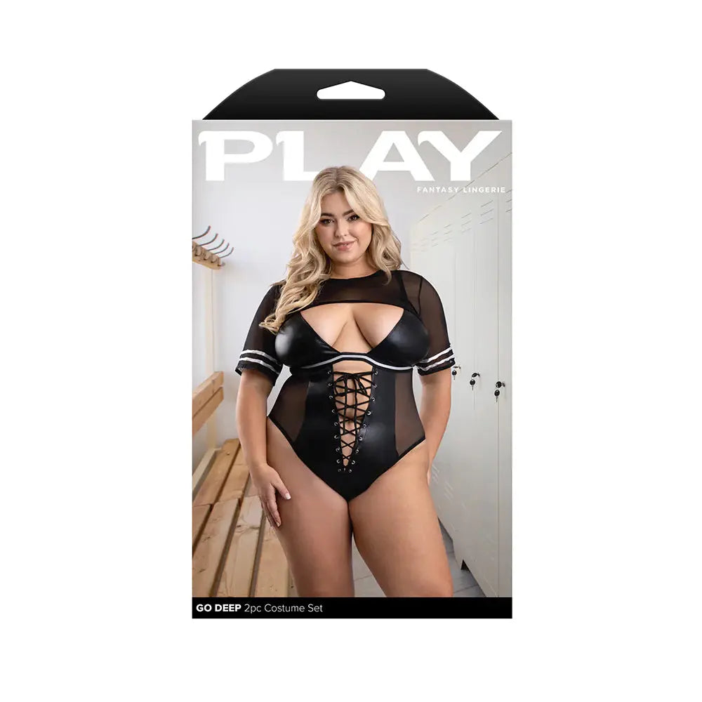 Lingerie - Costumes Plus Football Player Costume Go Deep 2-Piece Football Costume Set Black XL/2XL