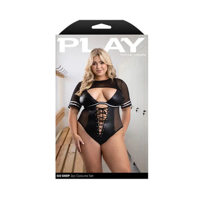 Lingerie - Costumes Plus Football Player Costume Go Deep 2-Piece Football Costume Set Black XL/2XL