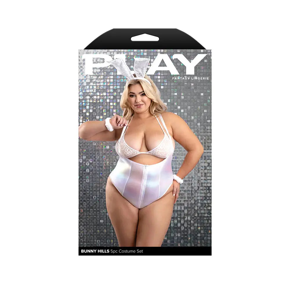 Lingerie - Costumes Plus Lingerie Costume Bunny Hills 5-Piece Bunny Costume Set White XL/2XL