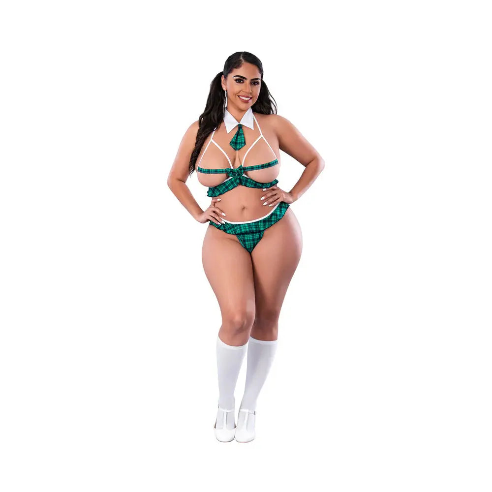 Lingerie - Costumes Plus Lingerie Costume School Girl Private Lessons Costume Teal Queen Size