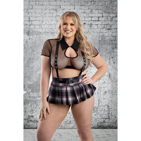 Lingerie - Costumes Plus School Girl Costume Play Skipping Class 4-Piece School Girl Costume Set Black