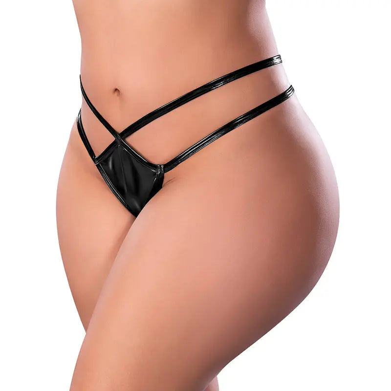 Lingerie - Crotchless Panties Magic Silk Liquid Onyx Crotchless Panty Black Queen Size