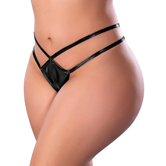 Lingerie - Crotchless Panties Magic Silk Liquid Onyx Crotchless Panty Black Queen Size