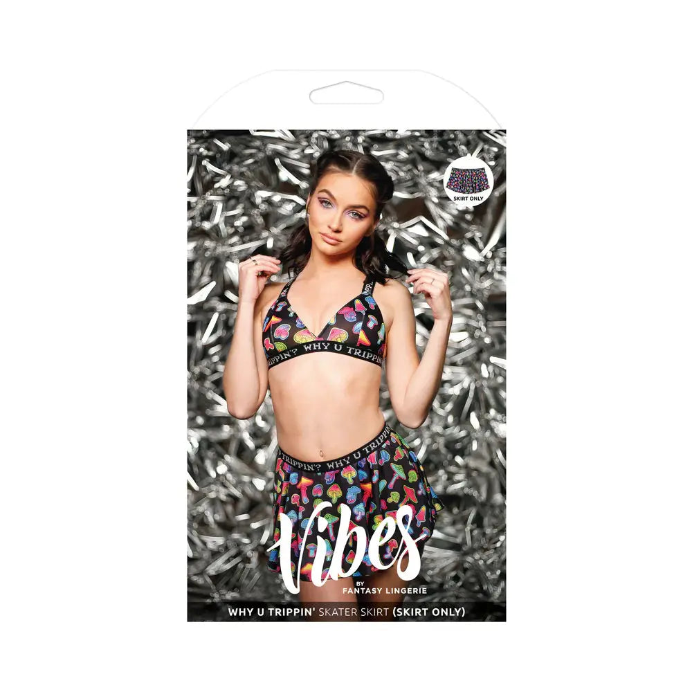 Lingerie - Dresses Fantasy Lingerie Vibes Why U Trippin' Skater Skirt Black S/M
