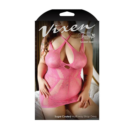 Lingerie - Dresses Fantasy Lingerie Vixen Sugar Coated Multi-Way Strap Dress Pink Queen Size