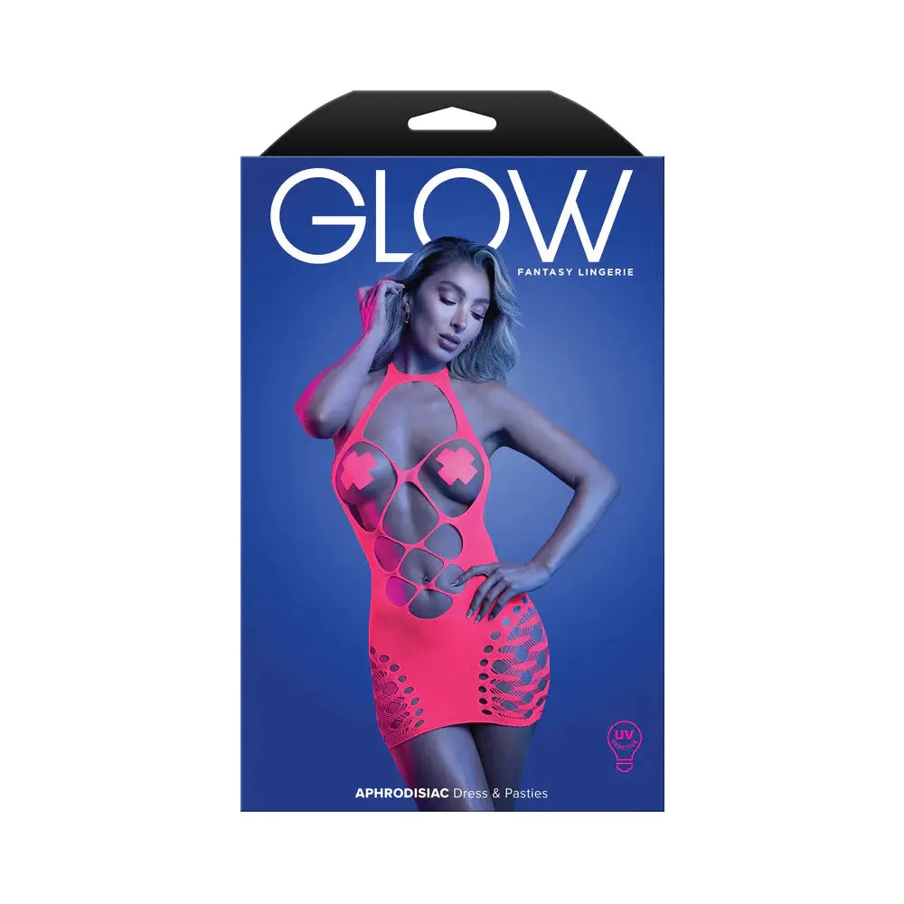 Lingerie - Dresses Glow Aphrodisiac UV Reactive Open Bodice Halter Dress & Pasties O/S