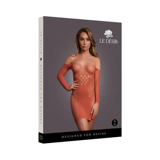 Lingerie - Dresses Le Desir Long-Sleeved Net Mini Dress Sunset Glow O/S