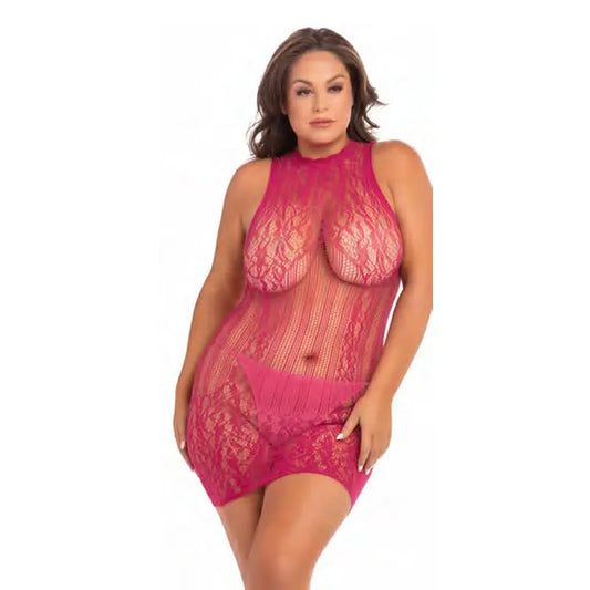 Lingerie - Dresses Rene Rofe Reckless Lace Mini Dress Red Queen Size