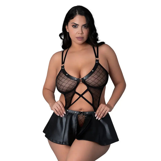 Lingerie - Fetish Wear Lust Fetish Double Crossed Anastasia Black Queen Size