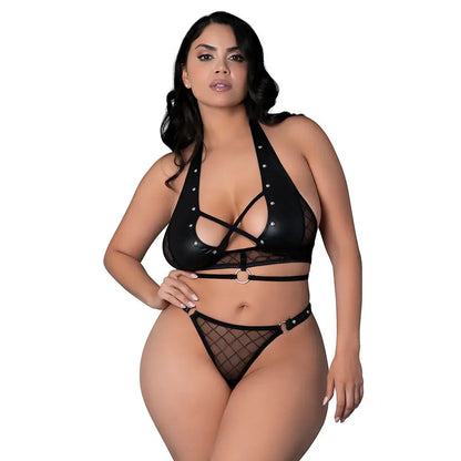 Lingerie - Fetish Wear Lust Fetish Double Crossed Nadia Black Queen Size