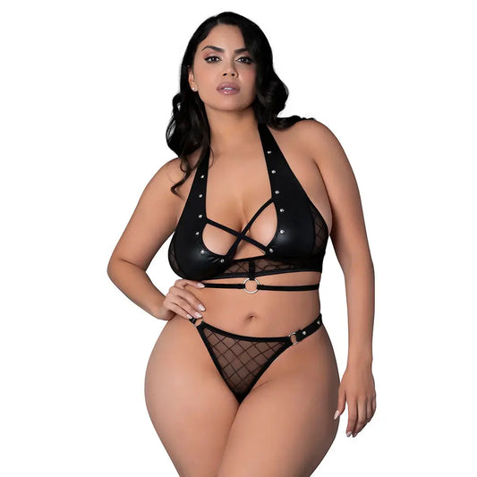 Lingerie - Fetish Wear Lust Fetish Double Crossed Nadia Black Queen Size
