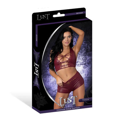 Lingerie - Fetish Wear Wet Look Bondage Outfit Lust Fetish Thalia Burgundy S/M