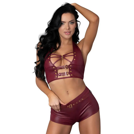 Lingerie - Fetish Wear Wet Look Outfit Lust Fetish Thalia Burgundy L/XL