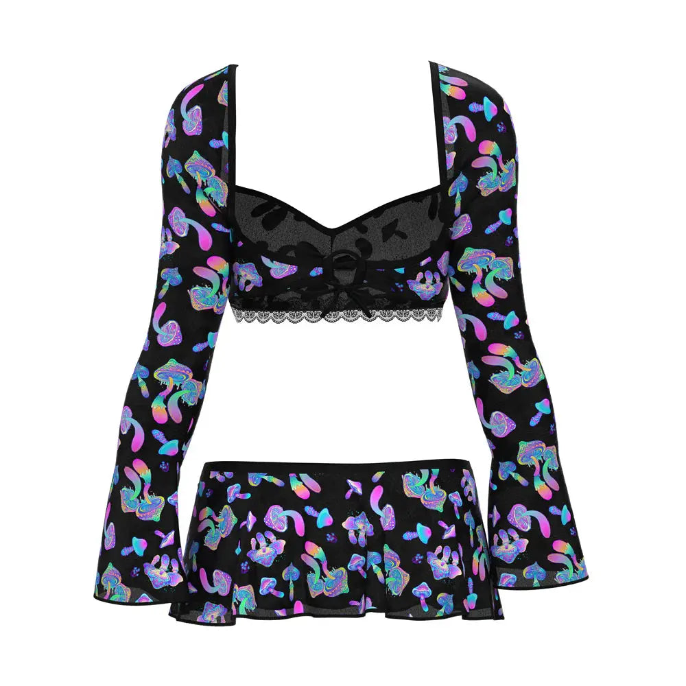 Lingerie - Loungewear for Women Hazy Dayz Crop Top, Skirt & G-String Set Mushroom L/XL