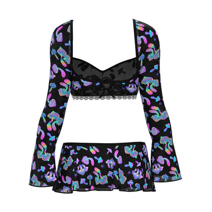 Lingerie - Loungewear for Women Hazy Dayz Crop Top, Skirt & G-String Set Mushroom L/XL