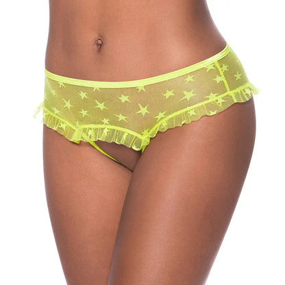 Lingerie - Panties Thongs Boy Shorts Sweetums Skirted Hipster with Open Crotch Panty Pina Colada Intimate Wipes Queen Size