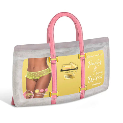 Lingerie - Panties Thongs Boy Shorts Sweetums Skirted Hipster with Open Crotch Panty Pina Colada Intimate Wipes Queen Size