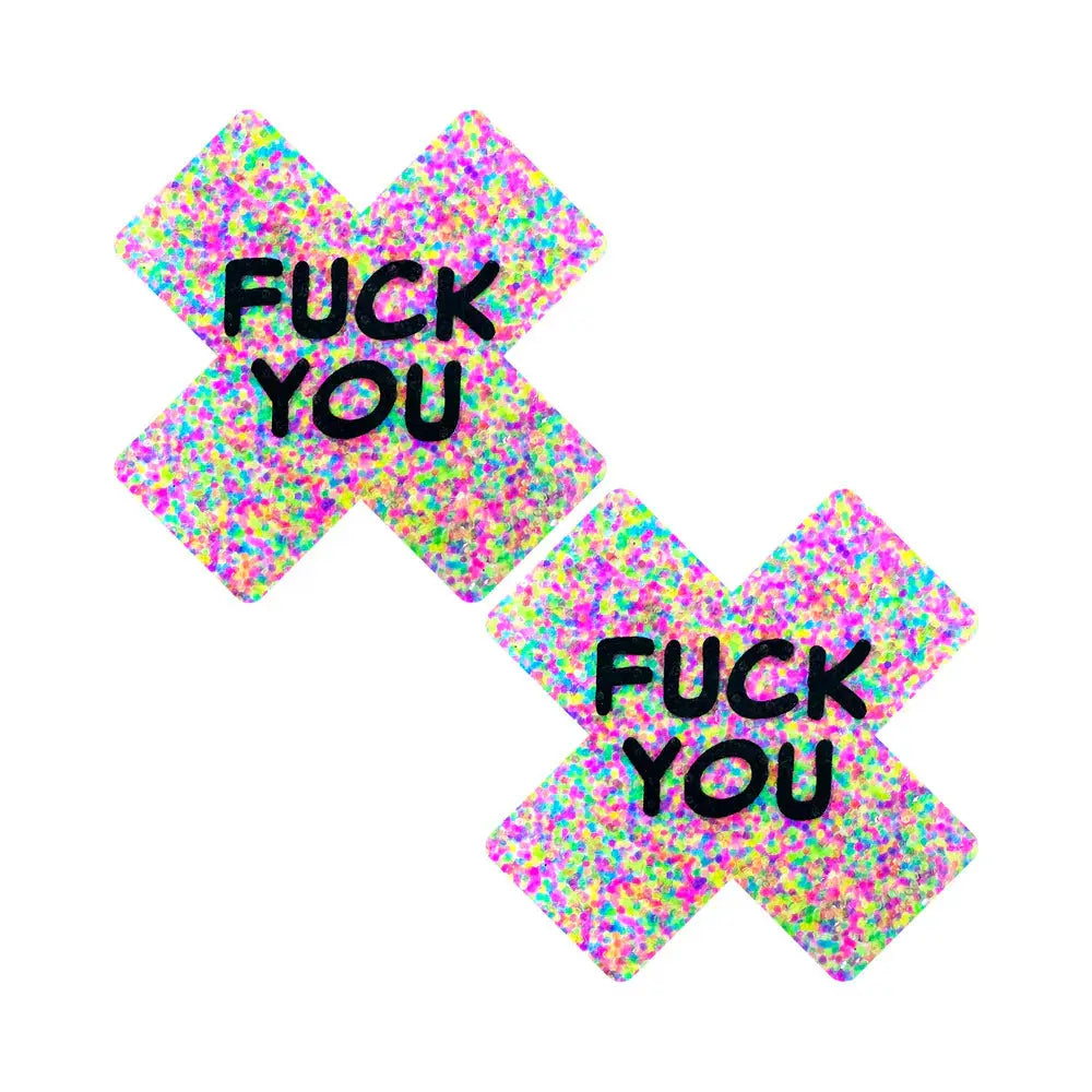Lingerie - Pasties and Tassels F*ck You Sprankles 3D Neon Blacklight X Factor Nipple Pasties
