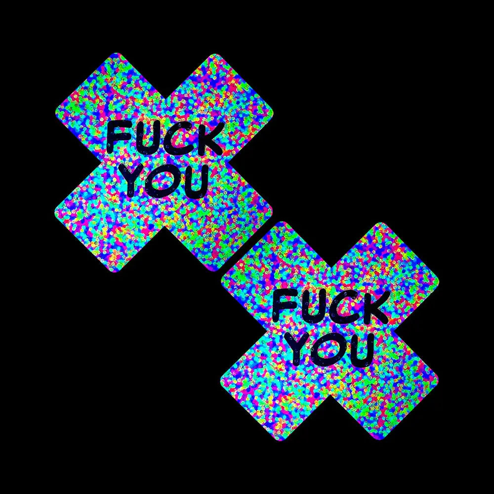 Lingerie - Pasties and Tassels F*ck You Sprankles 3D Neon Blacklight X Factor Nipple Pasties