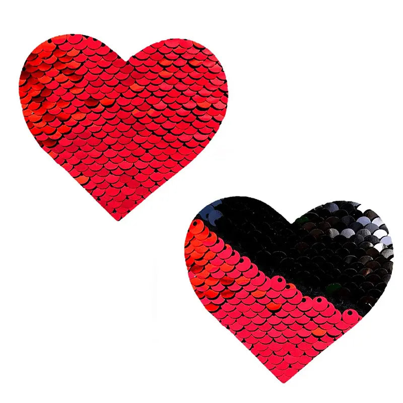 Lingerie - Pasties and Tassels Neva Nude Pasty Heart Sequins Red To Black