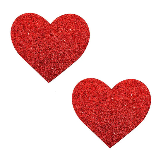Lingerie - Pasties and Tassels Neva Nude Pasty Hearts Glitter Red