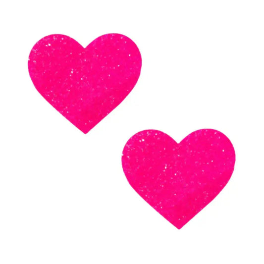 Lingerie - Pasties and Tassels Neva Nude Pasty Super Sparkle Watermelly Pink Blacklight Glitter I Heart U