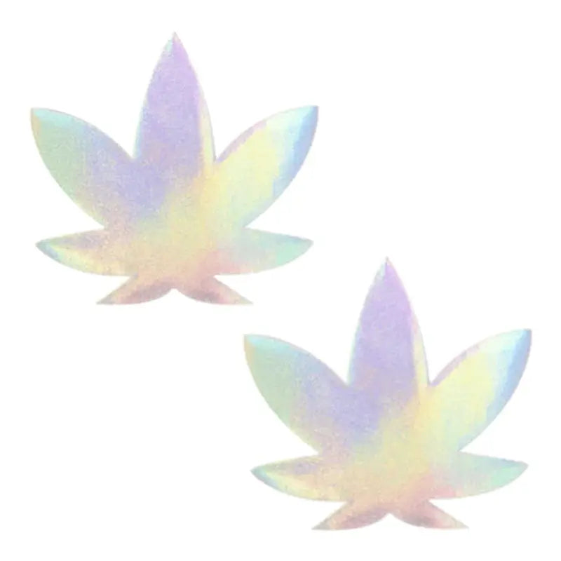 Lingerie - Pasties and Tassels Neva Nude Pasty Weed Leaf Holographic